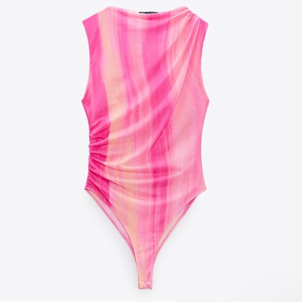 Zara Pink and Orange Mesh Top